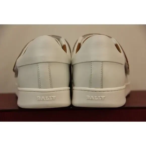 NIB BALLY WILLET WHITE RED LEATHER LOGO SWISS SNEAKERS 12 US 45 ITALY